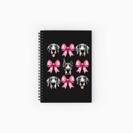 Coquette Bow Great Dane Dog Mom Pink Ribbon Cute Spiral Notebooks   Ruled Line