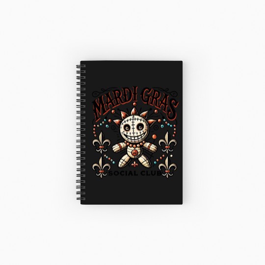 Mardi Gras Voodoo Doll Soociial Clubb Magic Spiral Notebooks   Ruled Line
