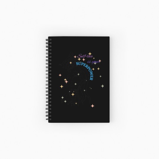 Self-Love Superpower: Butterfly & Floral Art Spiral Notebooks   Ruled Line