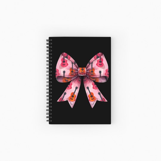Coquette Bow Guitar Mom Guitarist Mothers Day Pink Spiral Notebooks   Ruled Line