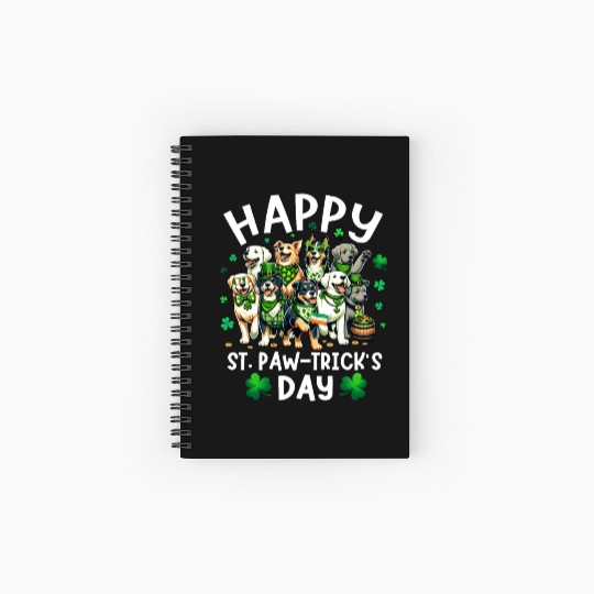 Happy Saint Patrick's Day Dog Puppy Lover for kids Spiral Notebooks   Ruled Line