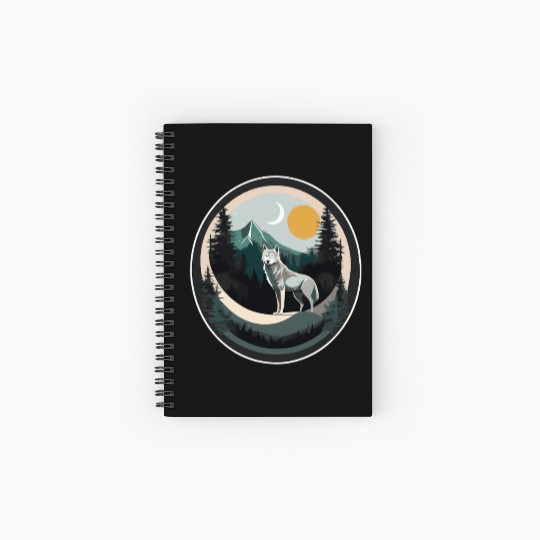Lone Wolf Under Moonlit Sky Spiral Notebooks   Ruled Line