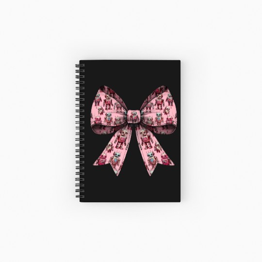 Coquette Bow Robot Mothers Day Robotics Pattern Spiral Notebooks   Ruled Line