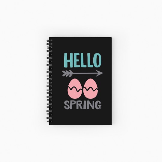 Hello Spring - Spring Design with Easter Eggs Spiral Notebooks   Ruled Line