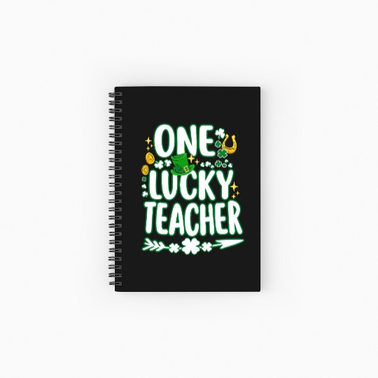 Shamrock One Lucky Teacher St Patrick s Day School Spiral Notebooks   Ruled Line