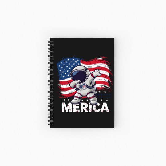 Merica Astronaut Adventure Dab with American Flag Spiral Notebooks   Ruled Line