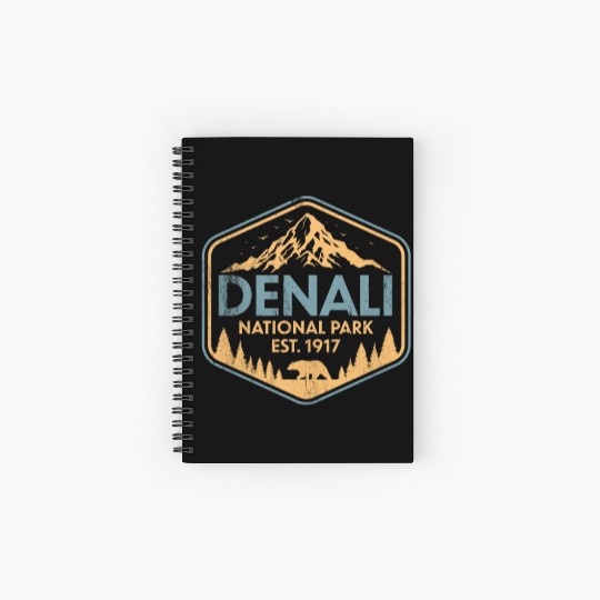 Retro Denali National Park Mountains Nature Spiral Notebooks   Ruled Line
