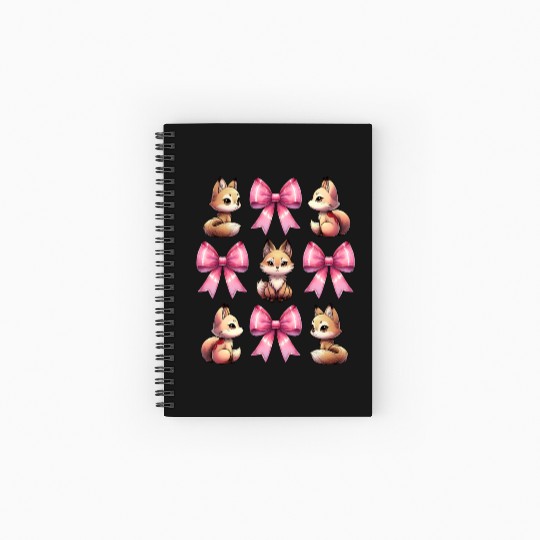 Coquette Bow Kitsune Fox Mask Pink Ribbon Mom Spiral Notebooks   Ruled Line