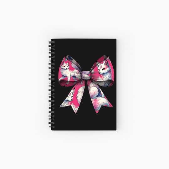 Coquette Bow Kitsune Fox Mask Pattern Pink Ribbon Spiral Notebooks   Ruled Line