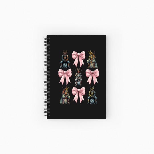 Coquette Bow Samurai Warrior Japanese Pink Ribbon Spiral Notebooks   Ruled Line