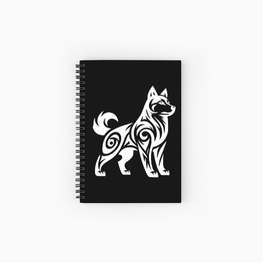 Wolf With Tribal Pattern Mystic Husky Dog Spiral Notebooks   Ruled Line