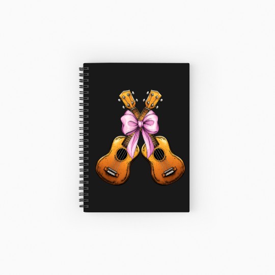 Coquette Bow Ukulele Guitar Uke Girl Mom Pink Spiral Notebooks   Ruled Line