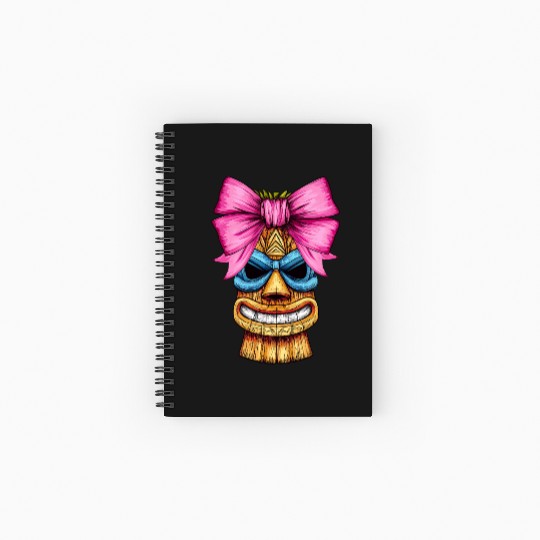 Coquette Bow Tiki Luau Hawaiian Hawaii Tiki Mask Spiral Notebooks   Ruled Line