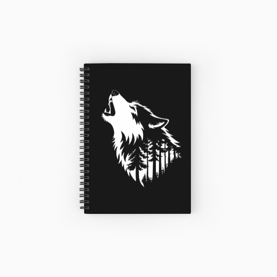 Howling Wolf & Forest Silhouette Spiral Notebooks   Ruled Line