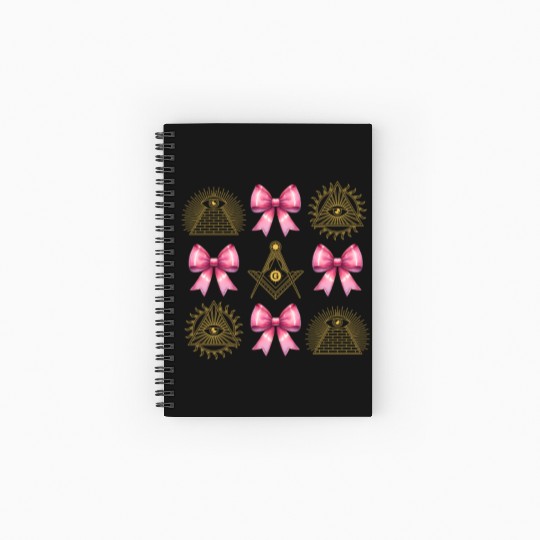 Coquette Bow Square Compass Freemasonry Mom Spiral Notebooks   Ruled Line