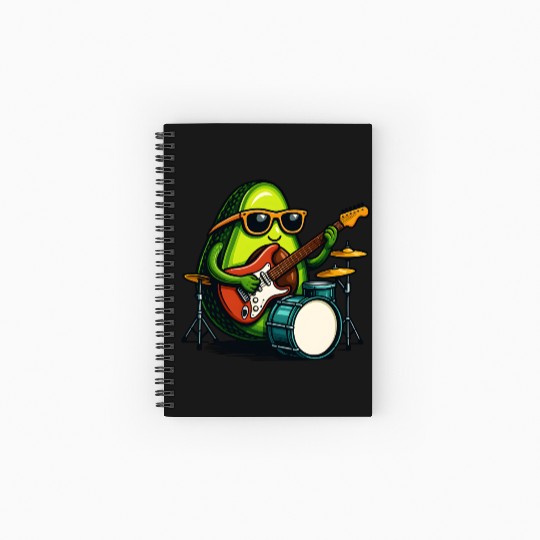 Rockin Avocado Musician Funny Graphic Spiral Notebooks   Ruled Line