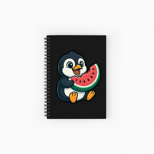 Penguin with Watermelon Summer Fruit Spiral Notebooks   Ruled Line