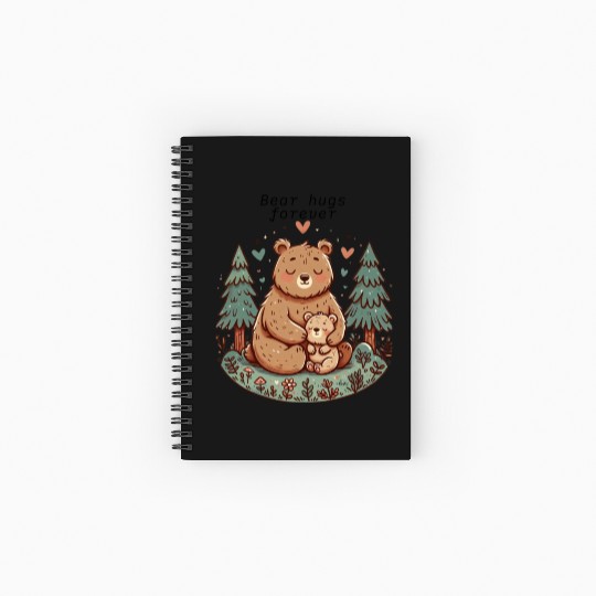 Mama Bear Love – Cute Forest Hug Art Spiral Notebooks   Ruled Line