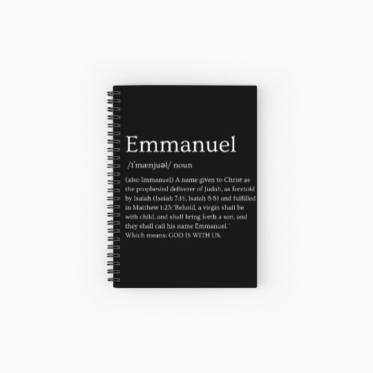 Emmanuel Definition - God is With Us | Typography Spiral Notebooks   Ruled Line