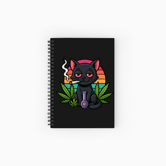 Cute Cat Smoking Weed Spiral Notebooks   Ruled Line
