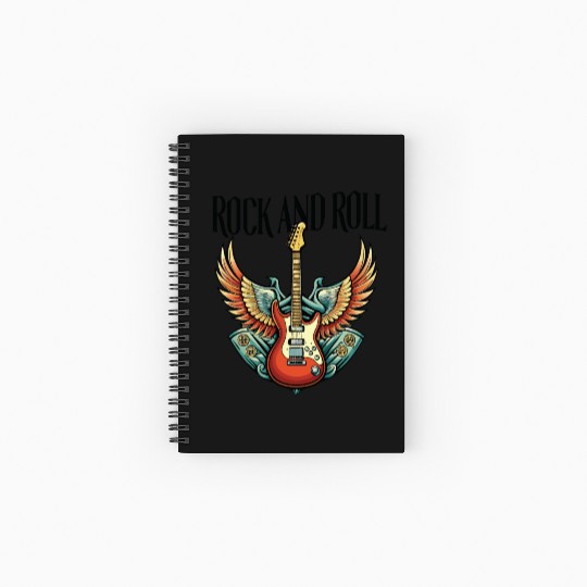 Vintage Retro 80s Rock Roll Music Guitar Wing Spiral Notebooks   Ruled Line