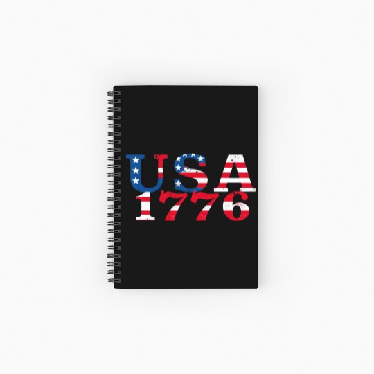USA Established 1776 Stars Red White Blue Spiral Notebooks   Ruled Line