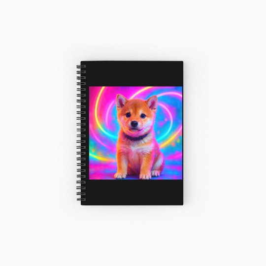 Neon Shiba Vibes – Kawaii Puppy Magic Spiral Notebooks   Ruled Line