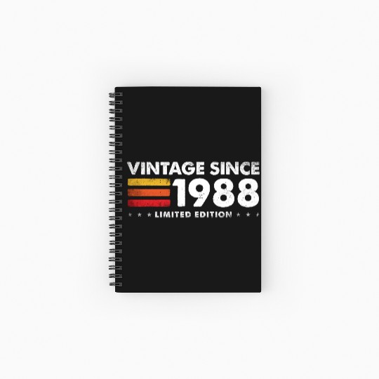Vintage Since 1988 – Still Cool at 37 Limited Spiral Notebooks   Ruled Line