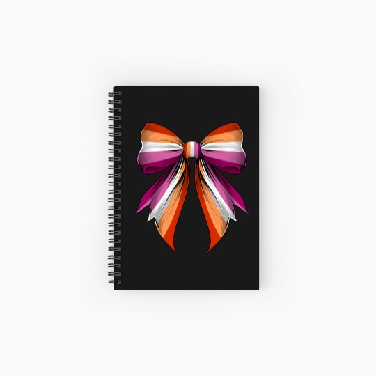 Coquette Bow Lesbian Pride Flag LGBTQ Spiral Notebooks   Ruled Line