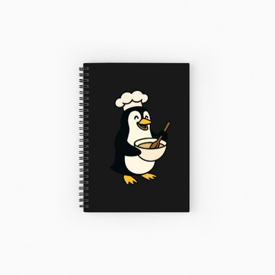 Adorable Cooking Penguin Chef Spiral Notebooks   Ruled Line