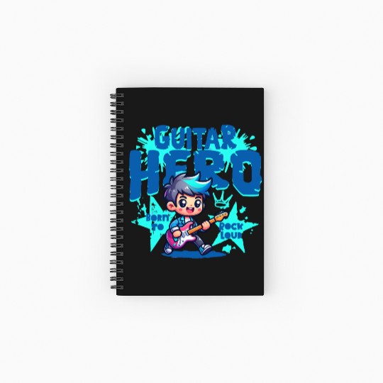 Guitar Hero Kid – Cute Rock Star Cartoon Spiral Notebooks   Ruled Line | Bor