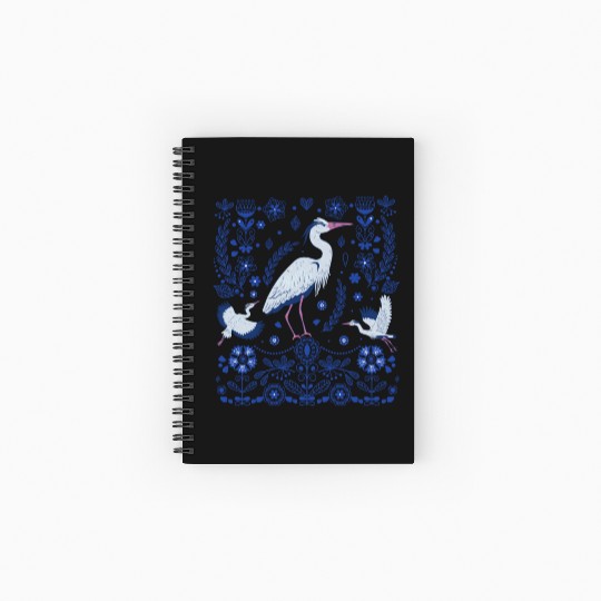 Great Blue Heron Folk Art Spiral Notebooks   Ruled Line