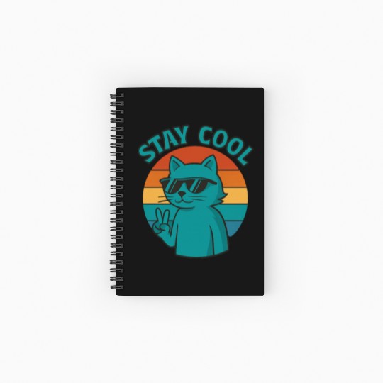 Stay Cool Cat – Retro Vibes Spiral Notebooks   Ruled Line