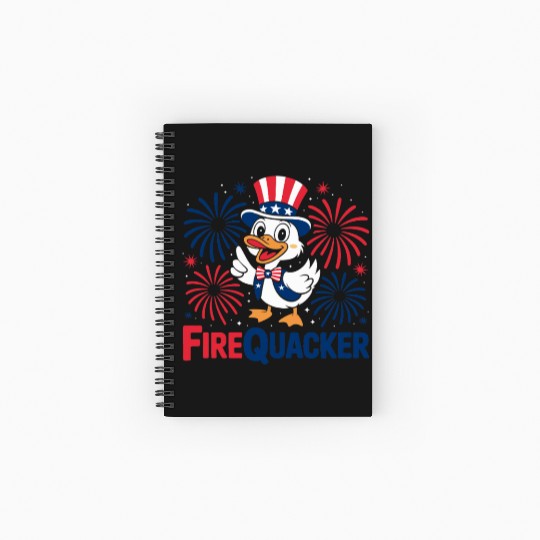 Womens Duck Firequacker Patriotic Fourth of July I Spiral Notebooks   Ruled Line