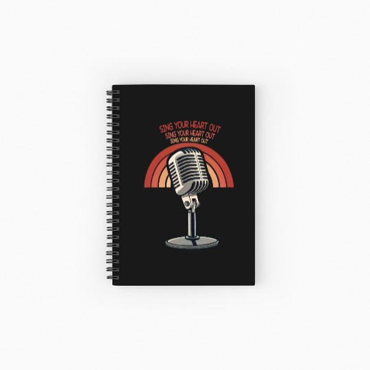 Sing Your Heart Out Microphone Crooner Retro 50s Spiral Notebooks   Ruled Line