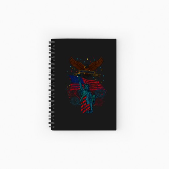 US flag with eagle and statue of liberty Spiral Notebooks   Ruled Line