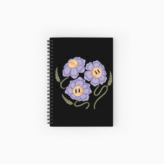 Positive Vibes – 90s Flower Power Design Spiral Notebooks   Ruled Line