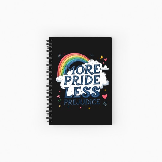More Pride Less Prejudice Rainbow Pride Month LGBT Spiral Notebooks   Ruled Line