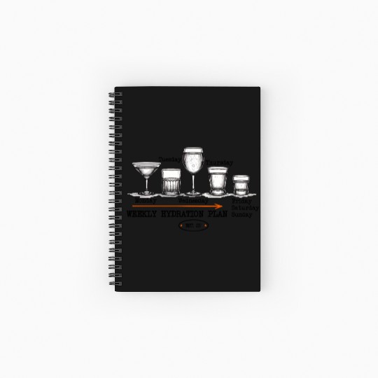 Funny Drinking Schedule Cocktail Humor Gift Spiral Notebooks   Ruled Line