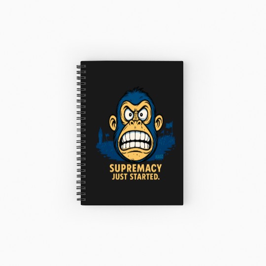 Angry ape cartoon with bold supremacy quote Spiral Notebooks   Ruled Line