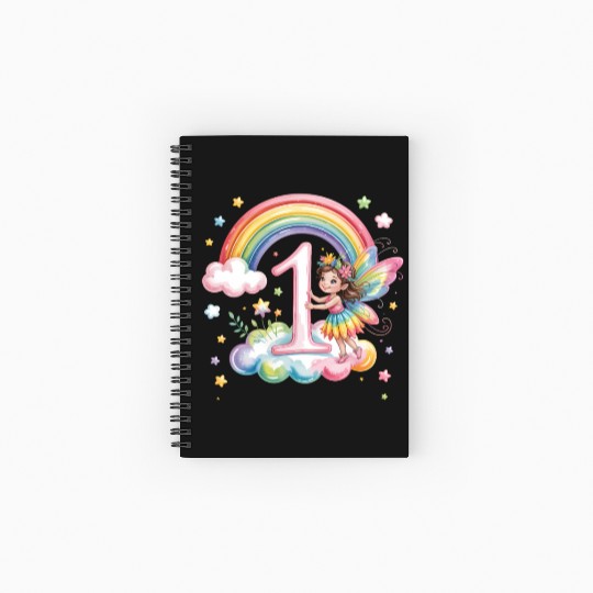 Magical Rainbow Fairy Elf 1st Birthday Girl Spiral Notebooks   Ruled Line