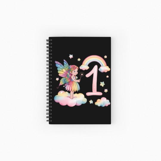 Magical Rainbow Fairy Elf 1st Birthday Girl Spiral Notebooks   Ruled Line
