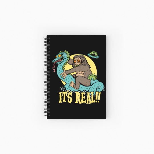 Bigfoot Rides Nessie UFO Cryptid Monster Mayhem Spiral Notebooks   Ruled Line