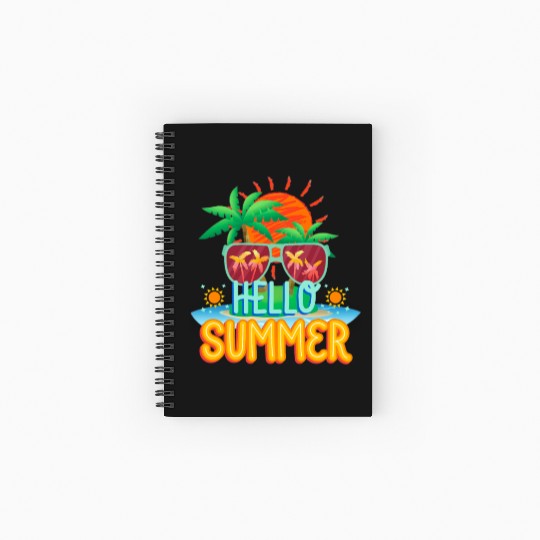 Vibrant Summer Sun and Palm Sunglasses Design Spiral Notebooks   Ruled Line