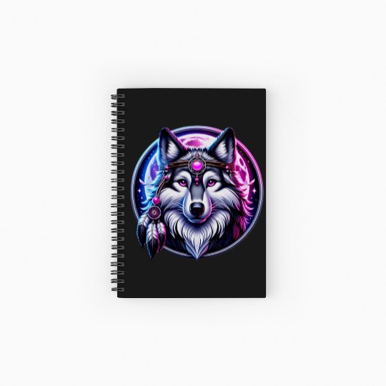 Mystic Wolf with Dreamcatcher Aura Spiral Notebooks   Ruled Line