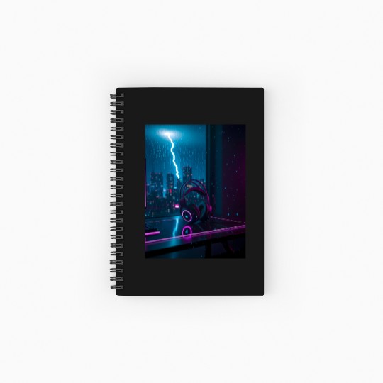 Cyberpunk Gaming Headset Spiral Notebooks   Ruled Line