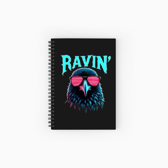 Ravin' Rave Festival Fun with Cool Raven Spiral Notebooks   Ruled Line
