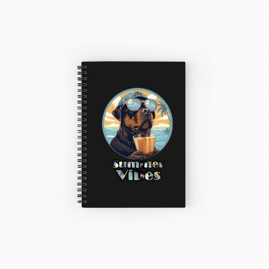 Summer Vibes Dog – Cool Beach Mood Spiral Notebooks   Ruled Line