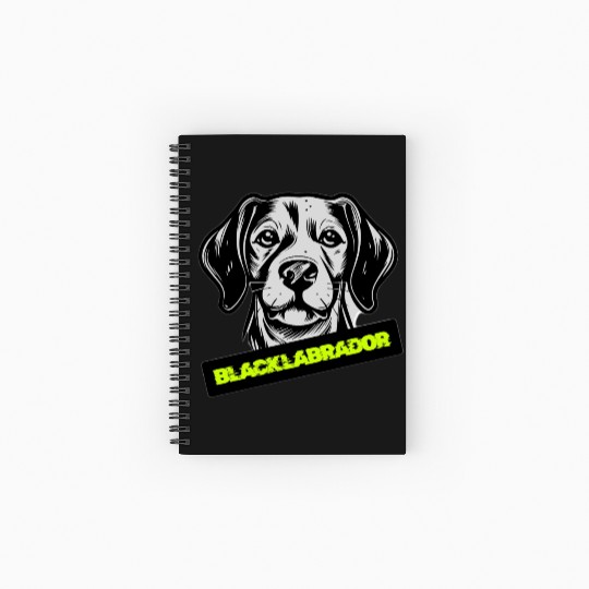 Black Labrador Portrait Illustration Spiral Notebooks   Ruled Line