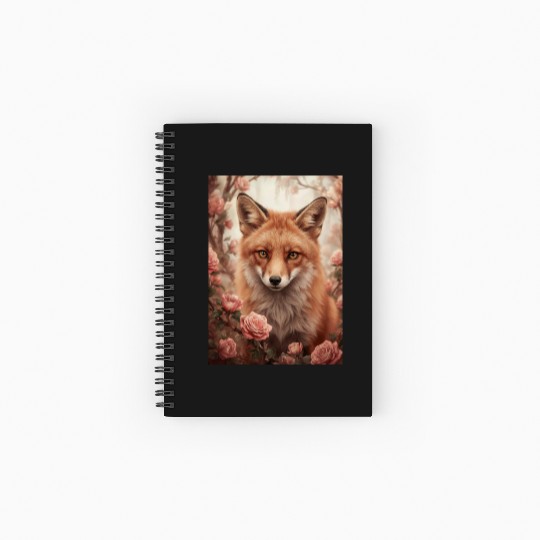 Red Fox Among Roses Spiral Notebooks   Ruled Line